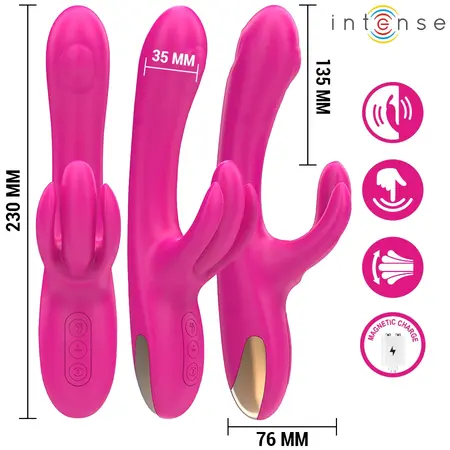 INTENSE Britney vibrator sa 3 motora i dvostrukim delovanjem 23cm roze od medicinskog silikona
