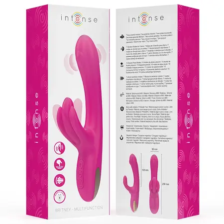 INTENSE Britney vibrator sa 3 motora i dvostrukim delovanjem 23cm roze od medicinskog silikona
