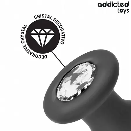 Addicted Toys silikonski plag L sa ukrasnim draguljem 12.6 cm crni