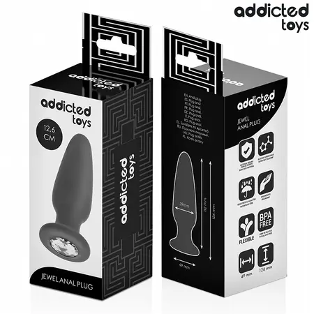 Addicted Toys silikonski plag L sa ukrasnim draguljem 12.6 cm crni