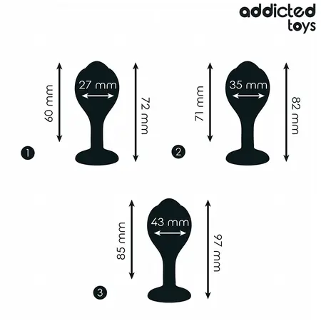 Addicted Toys set silikonskih čepova u 3 veličine sa ukrasnim kristalom na bazi