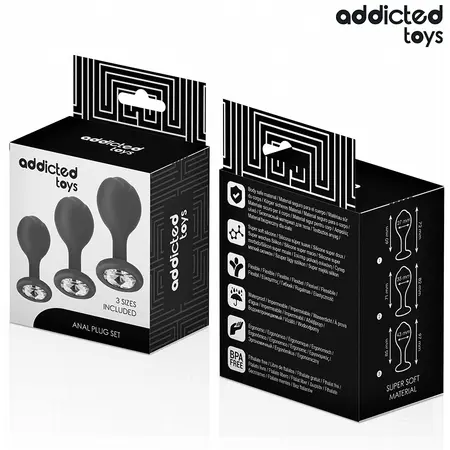 Addicted Toys set silikonskih čepova u 3 veličine sa ukrasnim kristalom na bazi