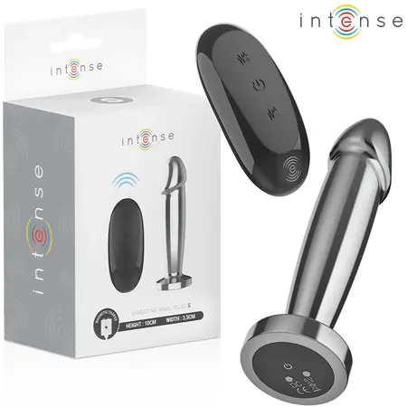 INTENSE S metalni intimni čep sa 10 modova vibracije i daljinskim upravljačem, dužina 10 cm