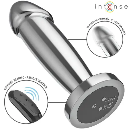 INTENSE S metalni intimni čep sa 10 modova vibracije i daljinskim upravljačem, dužina 10 cm