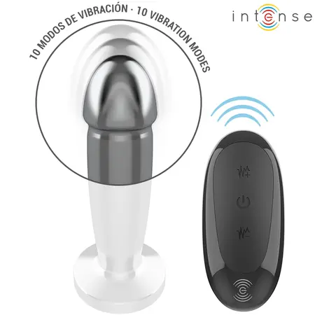 INTENSE S metalni intimni čep sa 10 modova vibracije i daljinskim upravljačem, dužina 10 cm