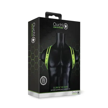 Ouch! Glow in the Dark Adjustable Sling Harness S/M - Luminous Green Accents