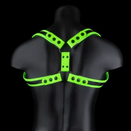Ouch! Glow in the Dark Adjustable Sling Harness S/M - Luminous Green Accents