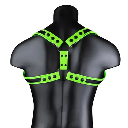 Ouch! Glow in the Dark Adjustable Sling Harness S/M - Luminous Green Accents
