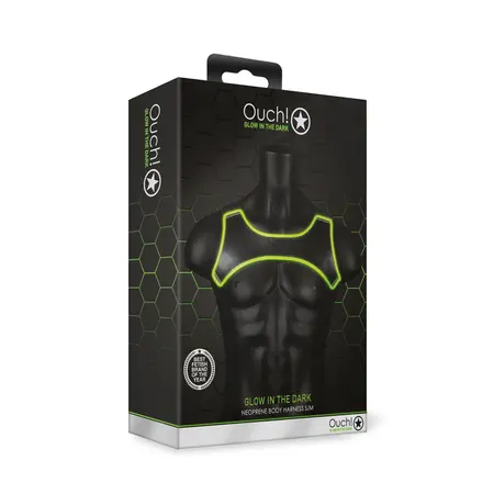 Ouch! Neoprenski harness koji svetli u mraku podesivi S/M zeleni