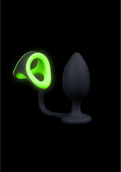 Ouch! Glow in the Dark Plug & Ring System - Fluorescent Green Silicone