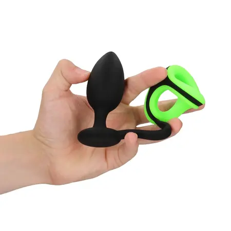 Ouch! Glow in the Dark Plug & Ring System - Fluorescent Green Silicone