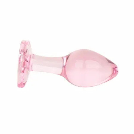Stakleni analni čep sa bazom u obliku srca Anal Collection Medium 8.3 cm roze