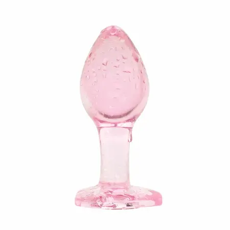 Stakleni analni čep sa bazom u obliku srca Anal Collection Medium 8.3 cm roze
