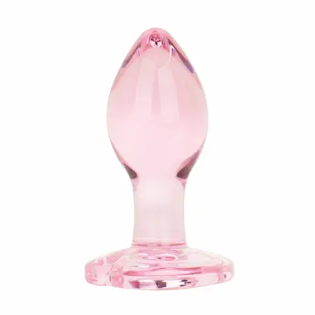 Stakleni analni čep Anal Collection Small Pink 7cm sa bazom u obliku srca