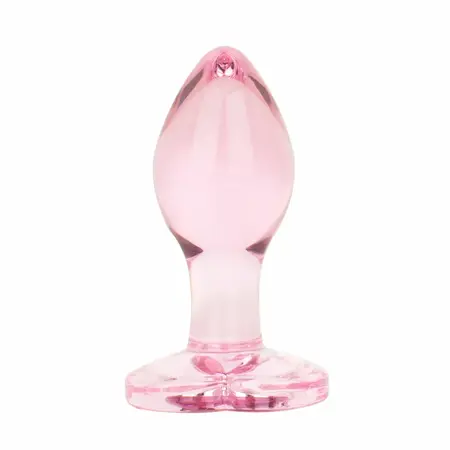 Stakleni analni čep Anal Collection Small Pink 7cm sa bazom u obliku srca