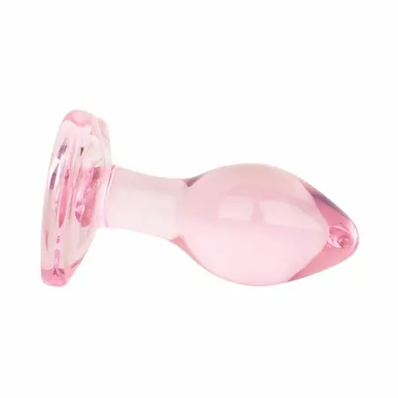 Stakleni analni čep Anal Collection Small Pink 7cm sa bazom u obliku srca