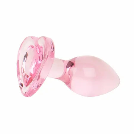 Stakleni analni čep Anal Collection Small Pink 7cm sa bazom u obliku srca