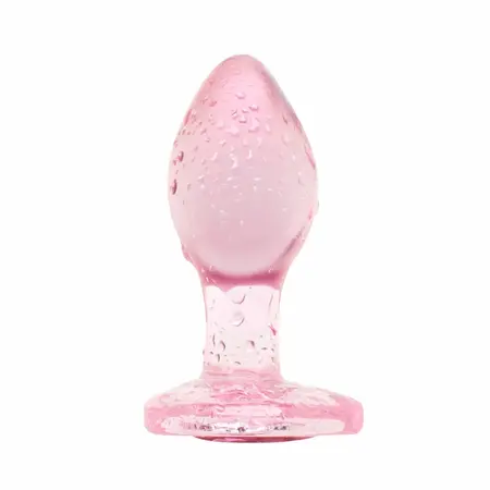Stakleni analni čep Anal Collection Small Pink 7cm sa bazom u obliku srca