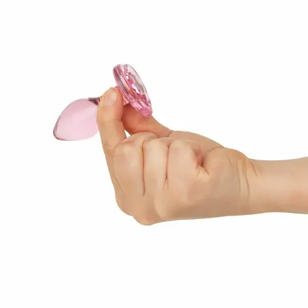 Stakleni analni čep Anal Collection Small Pink 7cm sa bazom u obliku srca