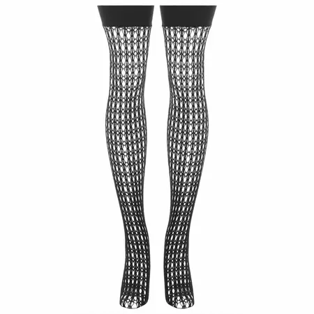 Leg Avenue Quarter Crochet Fishnet Hold-Up Stockings Black One Size