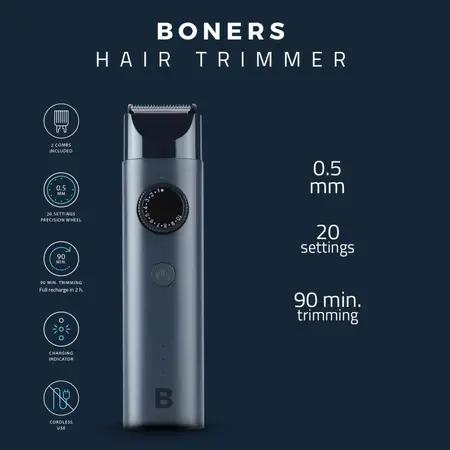 Boners Grooming Trimmer 8719934003965 Adjustable Precision USB Rechargeable
