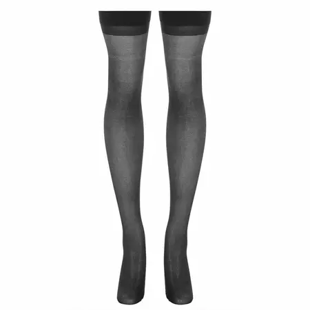 Leg Avenue 1703 Sheer Black Stockings with Wide Elastic Top, Universal Size