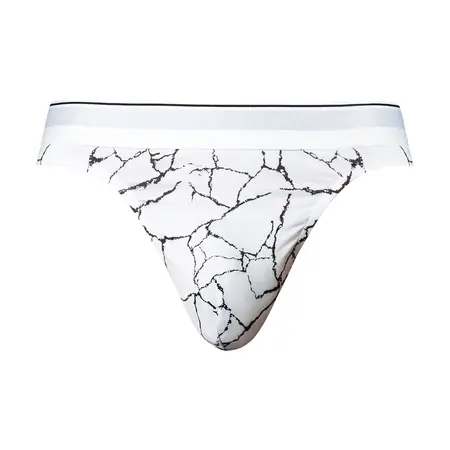 Muške modalne tange Male Power Soo Cumfy Marble White L/XL