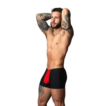 Male Power Hot Mesh Pouch Short XL Crna/Crvena Prodisna Mikro Mreža