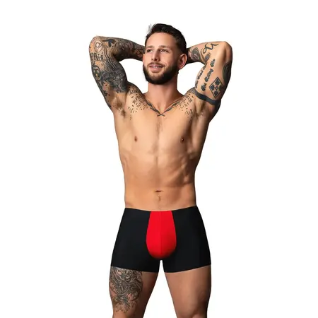 Male Power Hot Mesh Pouch Short S crno crveni lagani mikro mrežasti veš