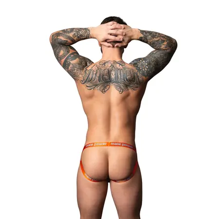 Male Power Uplift Jockstrap L/XL sivo narandžasti sa Boneyard prstenom za podršku