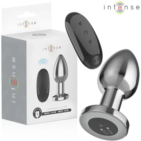 INTENSE metalni analni čep L sa daljinskim upravljačem, 10 režima vibracije, vodootporan, srebrni