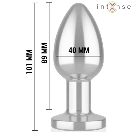 INTENSE metalni analni čep L sa daljinskim upravljačem, 10 režima vibracije, vodootporan, srebrni