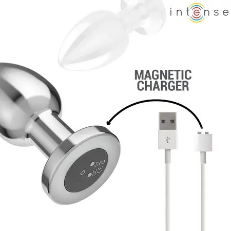 INTENSE metalni analni čep L sa daljinskim upravljačem, 10 režima vibracije, vodootporan, srebrni