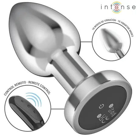 Intense Metal Vibrating Plug M, 10 modova vibracije, daljinski upravljač, vodootporan