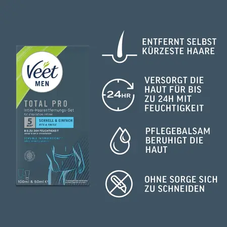 Veet Men TOTAL PRO set za depilaciju intimne regije sa aloe verom 2 komada