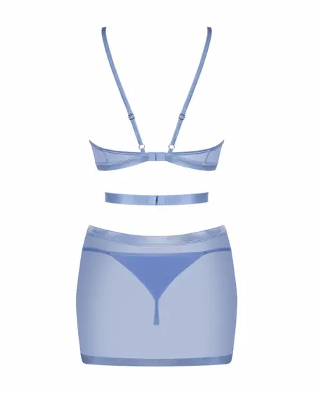 Obsessive Freedom Sheer Mesh Dress and Thong Set Blue Adjustable Fit XS/S