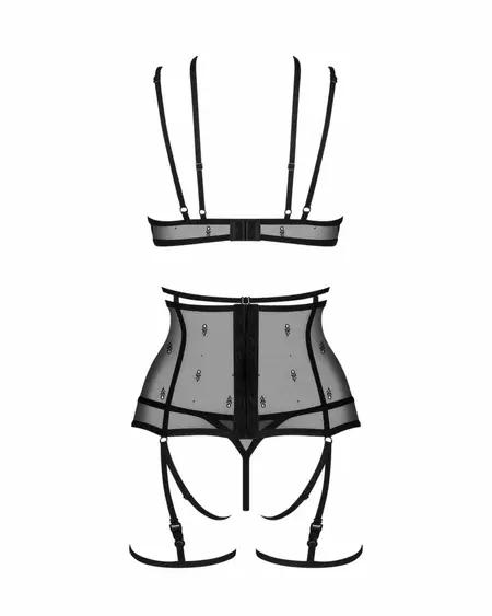 Obsessive Freedom Anniverse Four-Piece Lingerie Set Black Adjustable 2XL/3XL