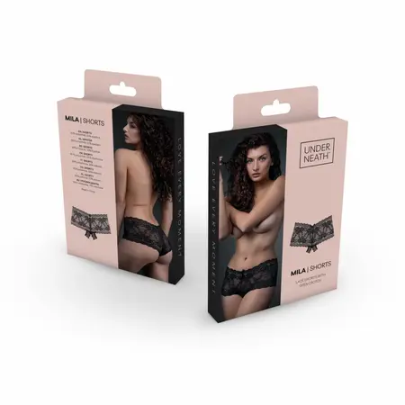 Underneath Mila Lace Briefs Mid-Rise Open Design Black L/XL