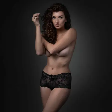 Underneath Mila Lace Briefs Open Design, Semi-Transparent, Mid-Rise Fit S/M