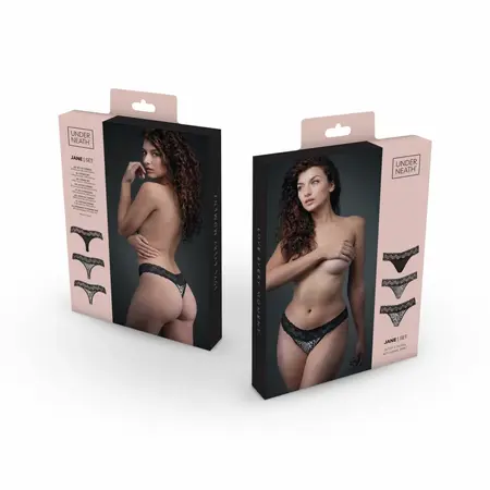 Underneath Jane 3-Pack Thong Set | Comfortable Stretch Material L/XL