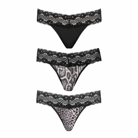 Underneath Jane 3-Piece Thong Set - Multicolor, Stretch Fit, S/M