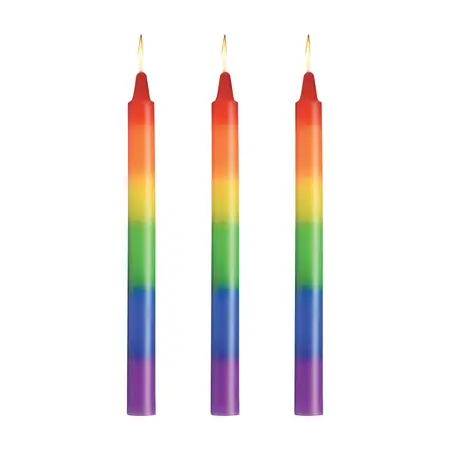 Pride Candles Rainbow Drip Set - 3 Unscented Multicolor Soy Wax Candles