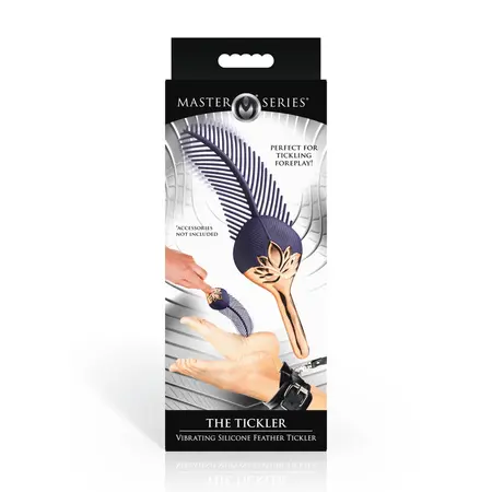 The Tickler Vibrating Silicone Feather - Purple/Gold, 7 Vibration Modes