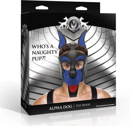 Alpha Dog Blue podesiva pup kapuljača od veganske kože unisex maska za glavu