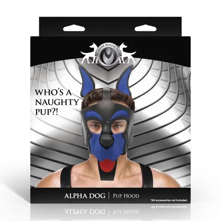 Alpha Dog Blue podesiva pup kapuljača od veganske kože unisex maska za glavu