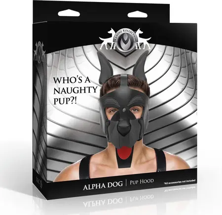 Alpha Dog Black Pup Hood, podesiva maska za pse od veganske kože