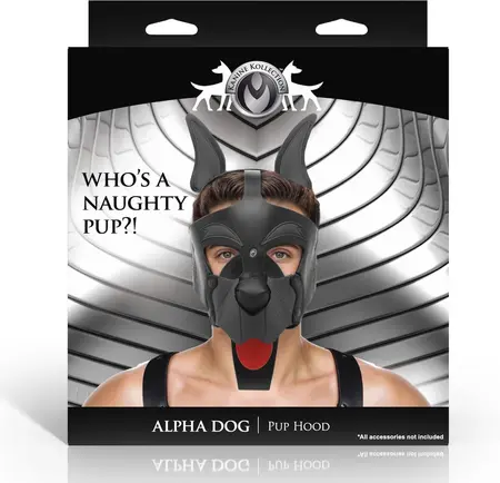 Alpha Dog Black Pup Hood, podesiva maska za pse od veganske kože