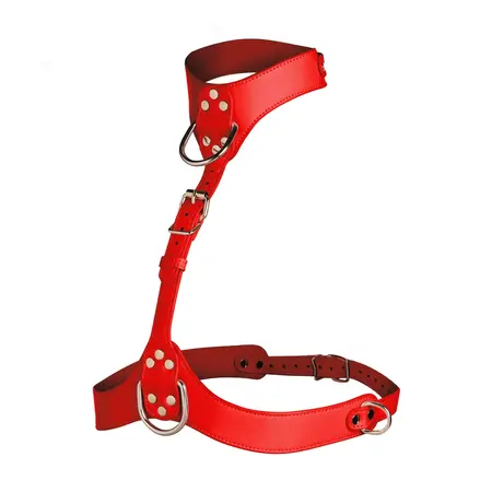 Vixen ženski harness za grudi od veganske kože crveni podesivi model