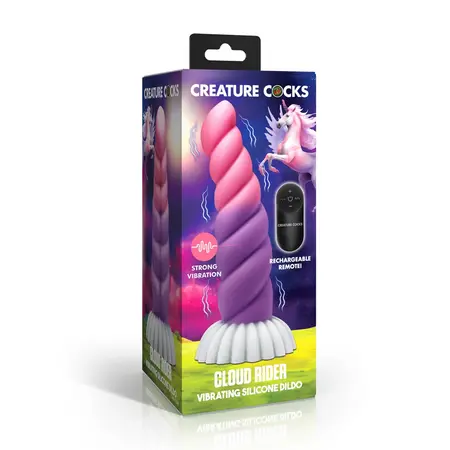 Cloud Rider Unicorn Vibrating Silicone Model Purple/Pink 16cm IPX7
