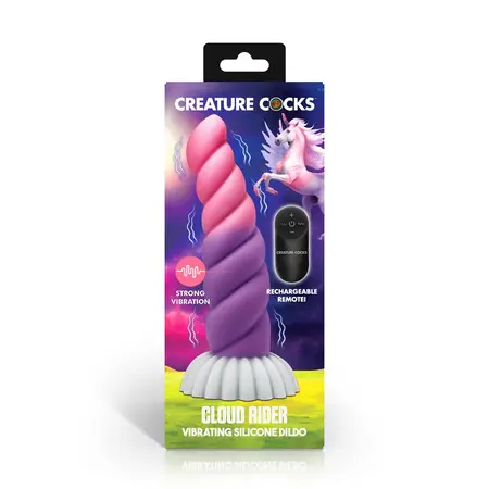 Cloud Rider Unicorn Vibrating Silicone Model Purple/Pink 16cm IPX7